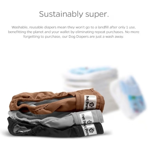 Pet Parents Dog Diapers Trio - Black, Gray, Brown New-unopened Package - Picture 3 of 15